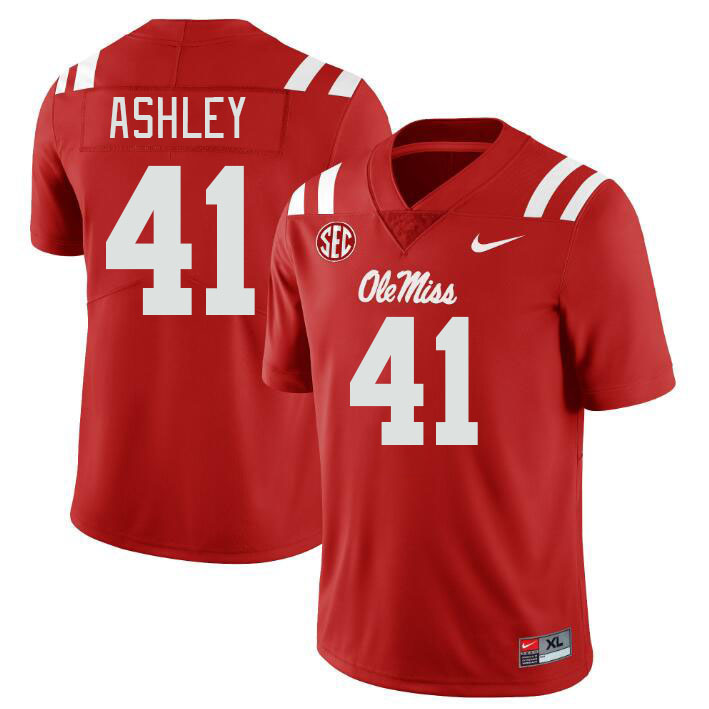 Ole Miss Rebels #41 John Ross Ashley College Football Jerseys Stitched Sale-Red